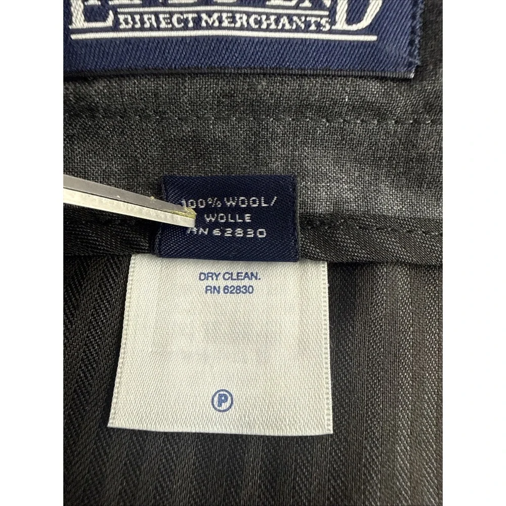 New VTG Lands End Men's 42‎ L Charcoal Heather Wool Dress Pants Pleated Unhemmed